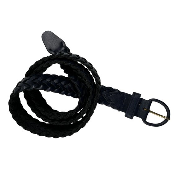 Leather Woven Braided Belt Navy Blue Made in Argentina Size M/L Approx. 37.75" - Picture 1 of 8